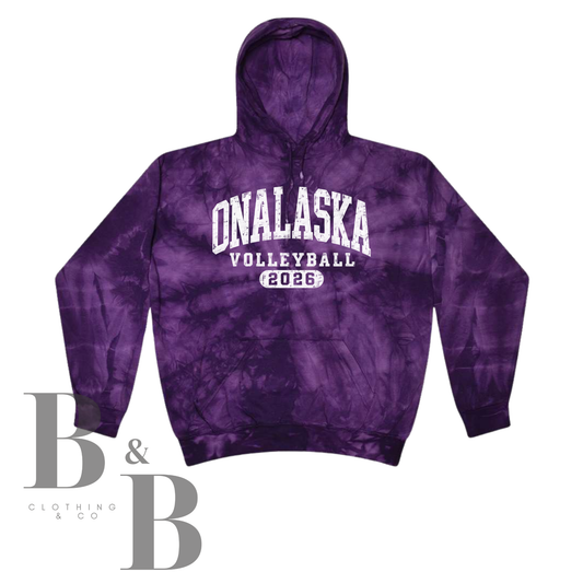 Onalaska Volleyball Tie-Dye Hoodie 🏐💜