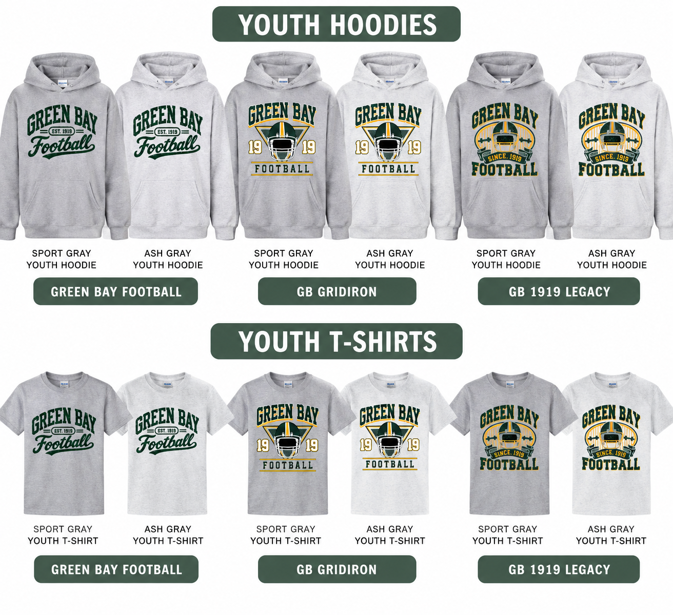 GB Youth Variety Tee|Crewneck|Hoodie