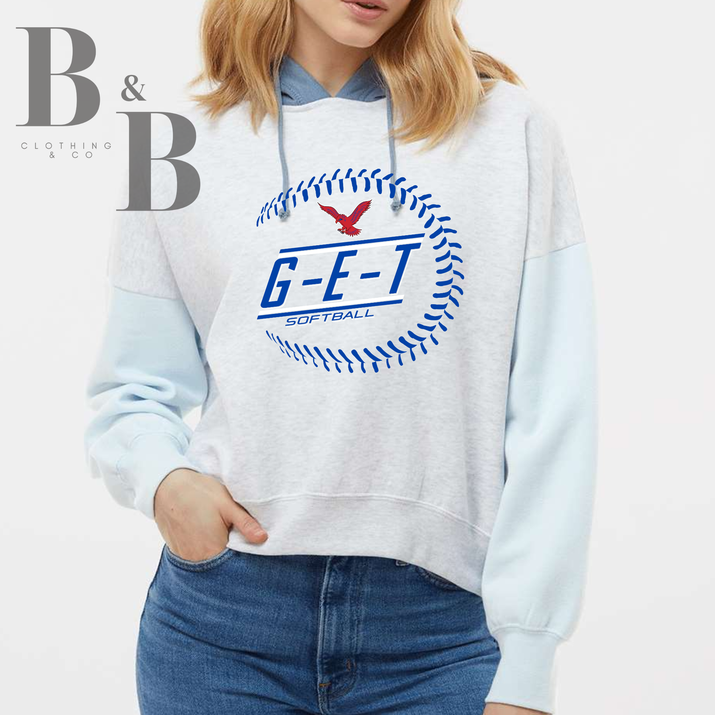 G-E-T Softball/Baseball Women's Cropped Color Block Hoodie