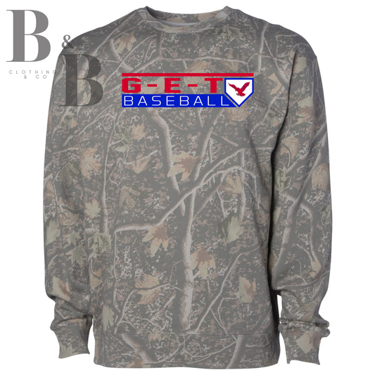 G-E-T Baseball Deadwood Camo Adult Crewneck Sweatshirt