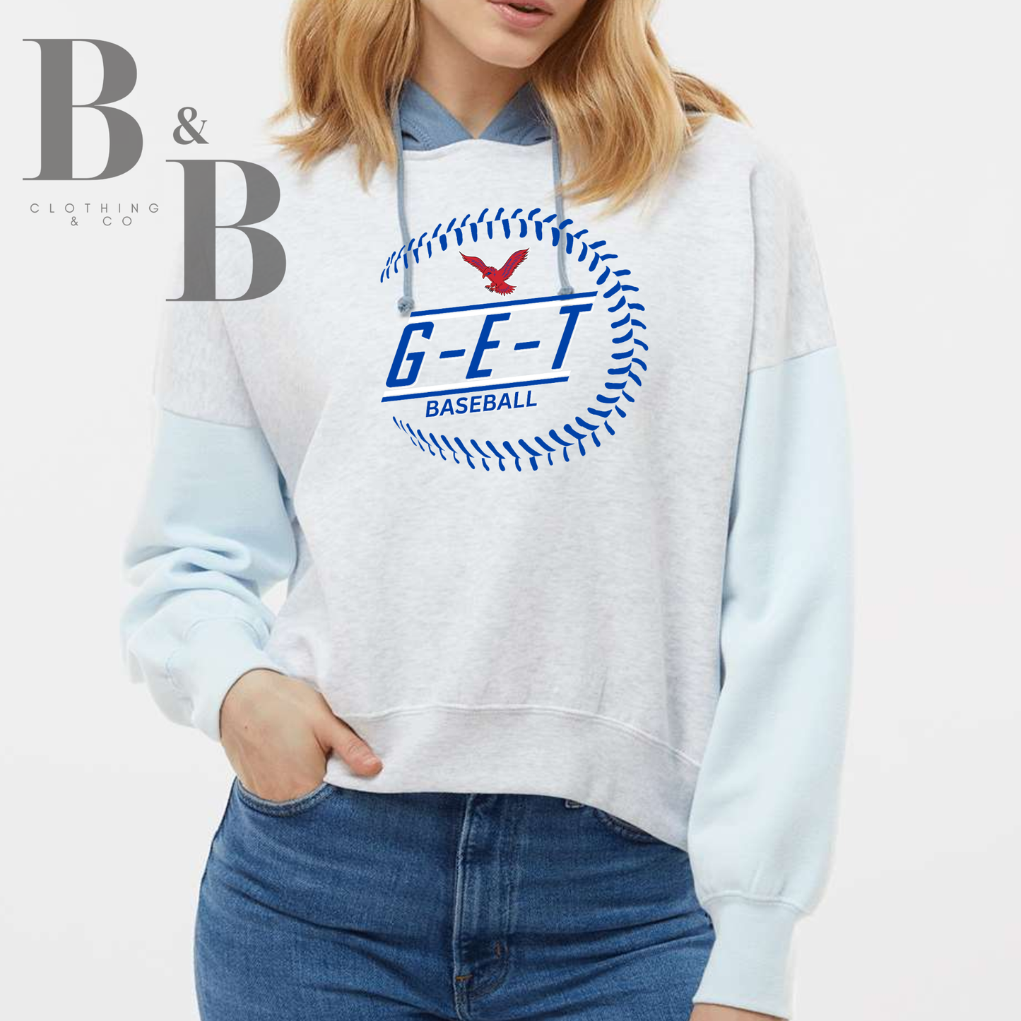 G-E-T Softball/Baseball Women's Cropped Color Block Hoodie