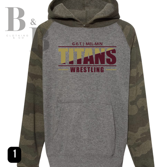 Titan Wrestling Gray And Forest Camo Youth Hoodie