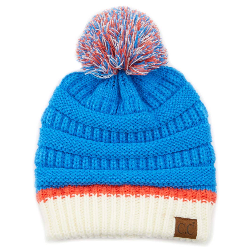 Team Color Ribbed Beanie with Pom Pom