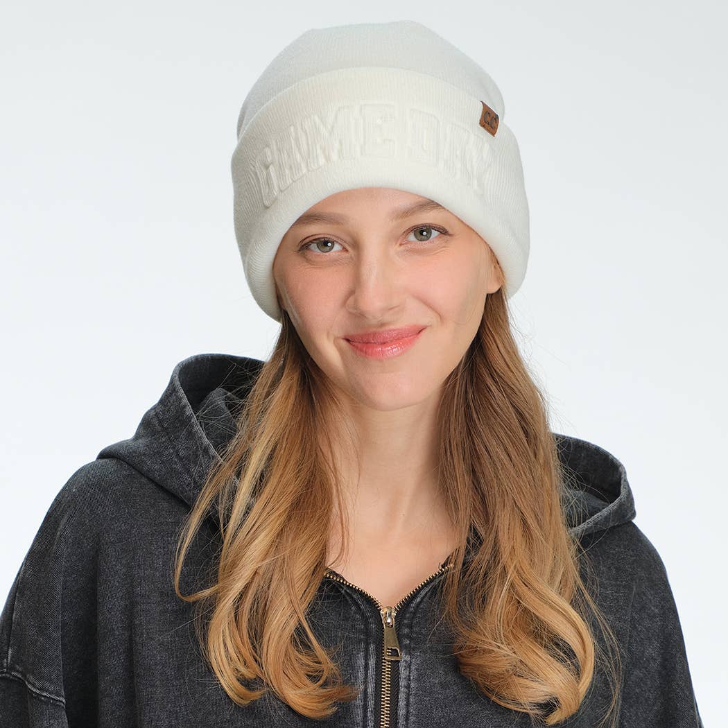 GAME DAY Embossed Lettering Cuff Beanie