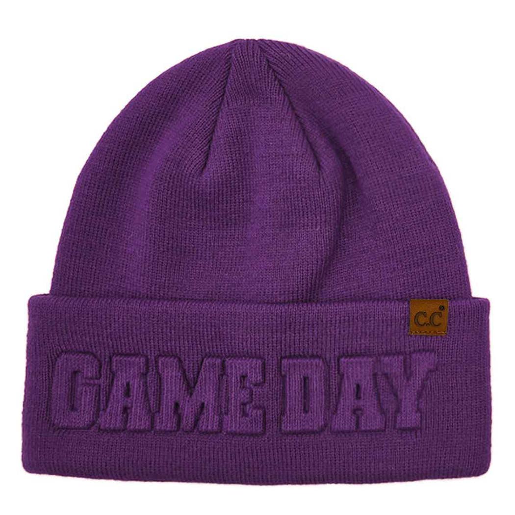 GAME DAY Embossed Lettering Cuff Beanie