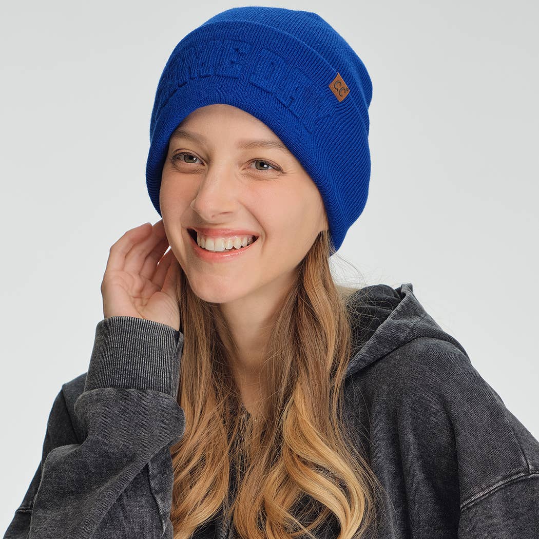 GAME DAY Embossed Lettering Cuff Beanie