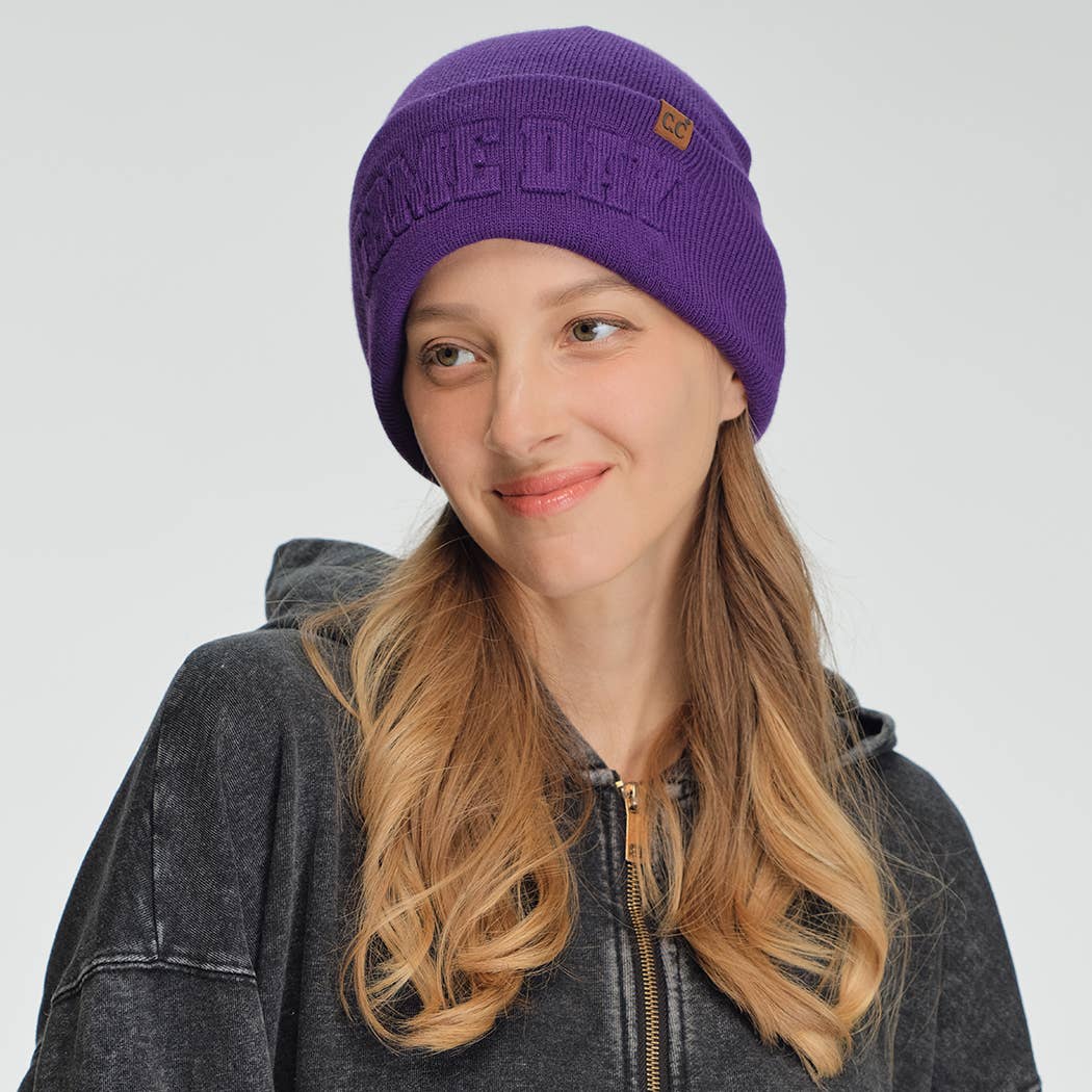 GAME DAY Embossed Lettering Cuff Beanie