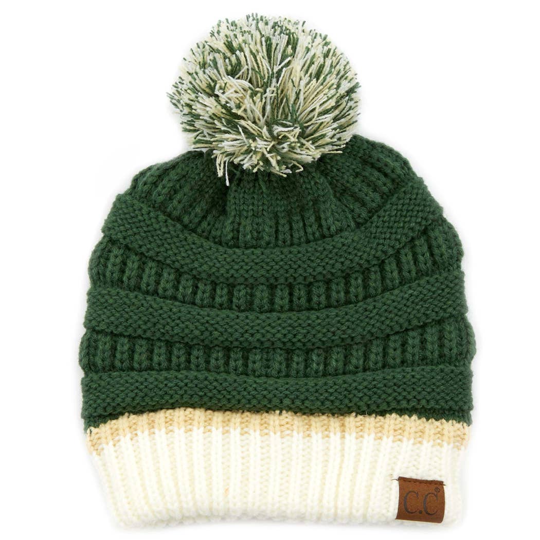 Team Color Ribbed Beanie with Pom Pom