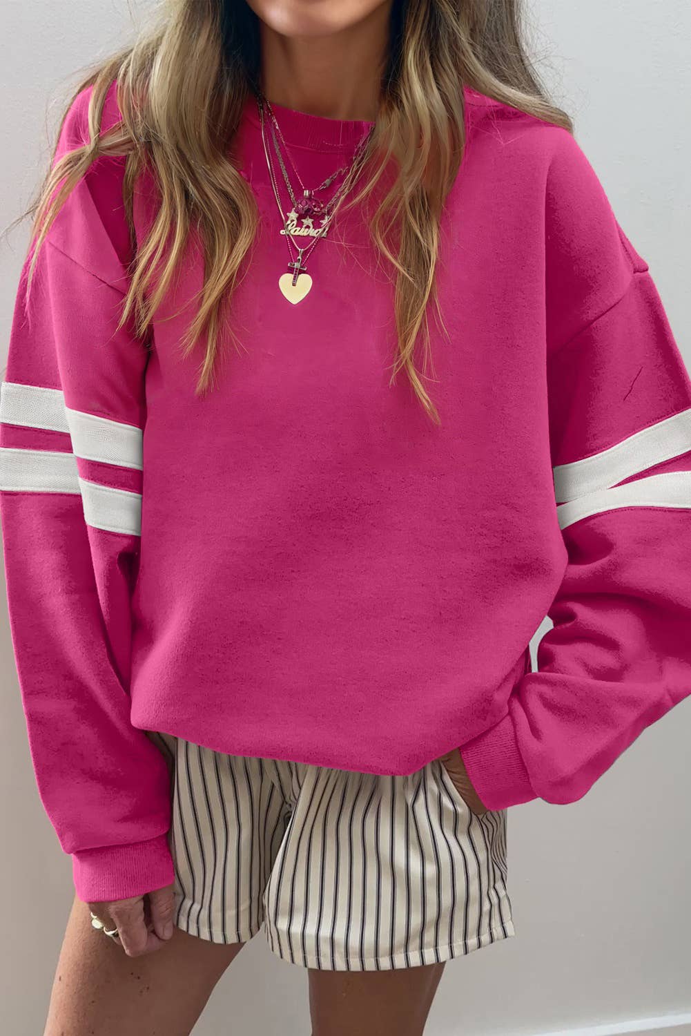 Varsity Striped Detail Drop Shoulder Oversized Sweatshirt