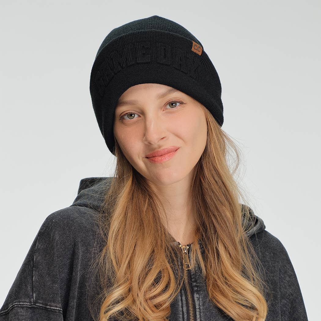 GAME DAY Embossed Lettering Cuff Beanie