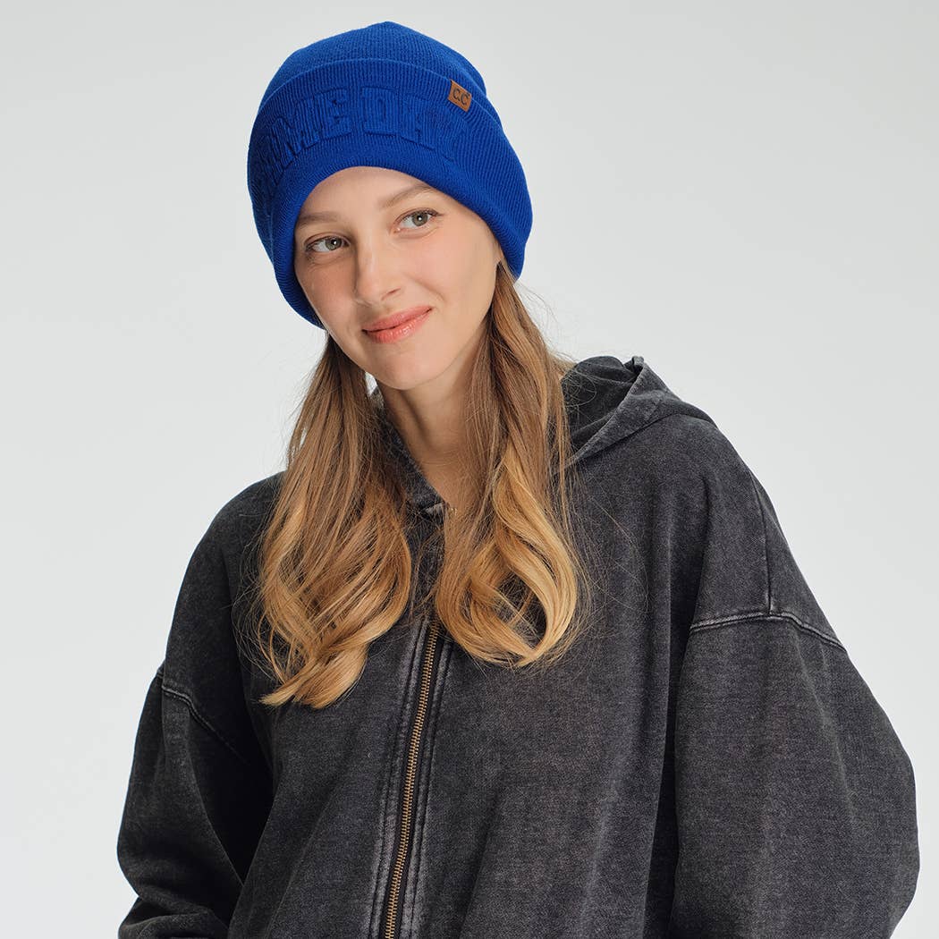 GAME DAY Embossed Lettering Cuff Beanie