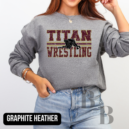 TITAN WRESTLING DISTRESSED Adult TEE | LS | CREWNECK | HOODIE